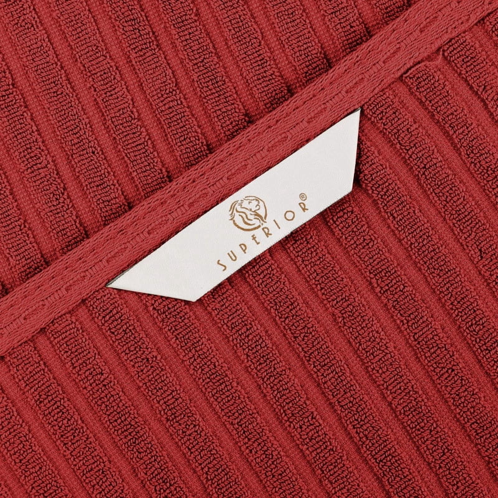 Superior Soho Ribbed Cotton Absorbent Bath Towel Set of 2, Burgundy