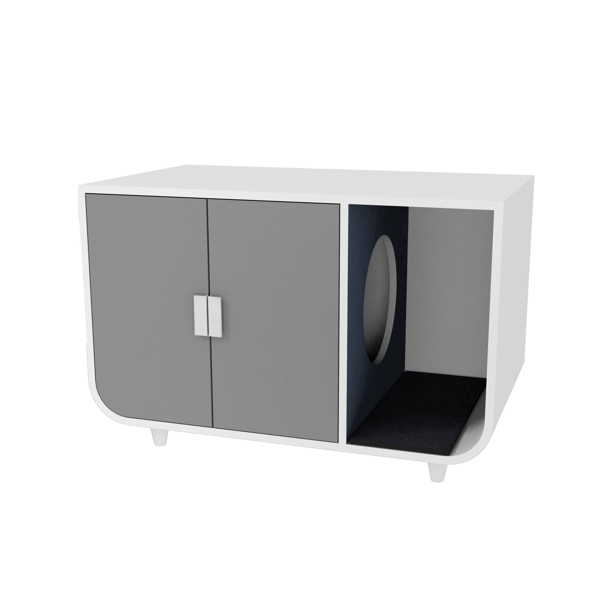 Staart Dyad Large MidCentury Wooden Cat Litter Box Cover, White