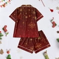 thumbnail image 6 of Wutalume Women's Festive Print Short Sleeve Pajama Set, Casual Button Down Top and Shorts, Christmas Themed Sleepwear,Deep Red XL, 6 of 7