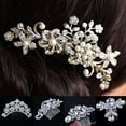 thumbnail image 2 of Grofry Hair Clip Women Wedding Flower Rhinestone Faux Pearl Bridal Hair Comb Jewelry, 2 of 6