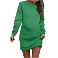 thumbnail image 2 of Sentmoon A Line Dresses for Women Long Sleeve Crew Neck Fall Dresses for Women 2025 Solid Color Loose Plus Size Womens Dresses Casual Fashion for Indoor Music Festival Green XL, 2 of 5