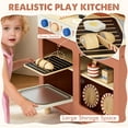 thumbnail image 5 of Play Kitchen, Kids Wooden Kitchen Play Set with Cutting Play Food, Pretend Play Stove + Play Sink + Oven, Toy Kitchen Set for 2 3 4 Years Old Girls Boys, Best Birthday Christmas Gifts, 5 of 10