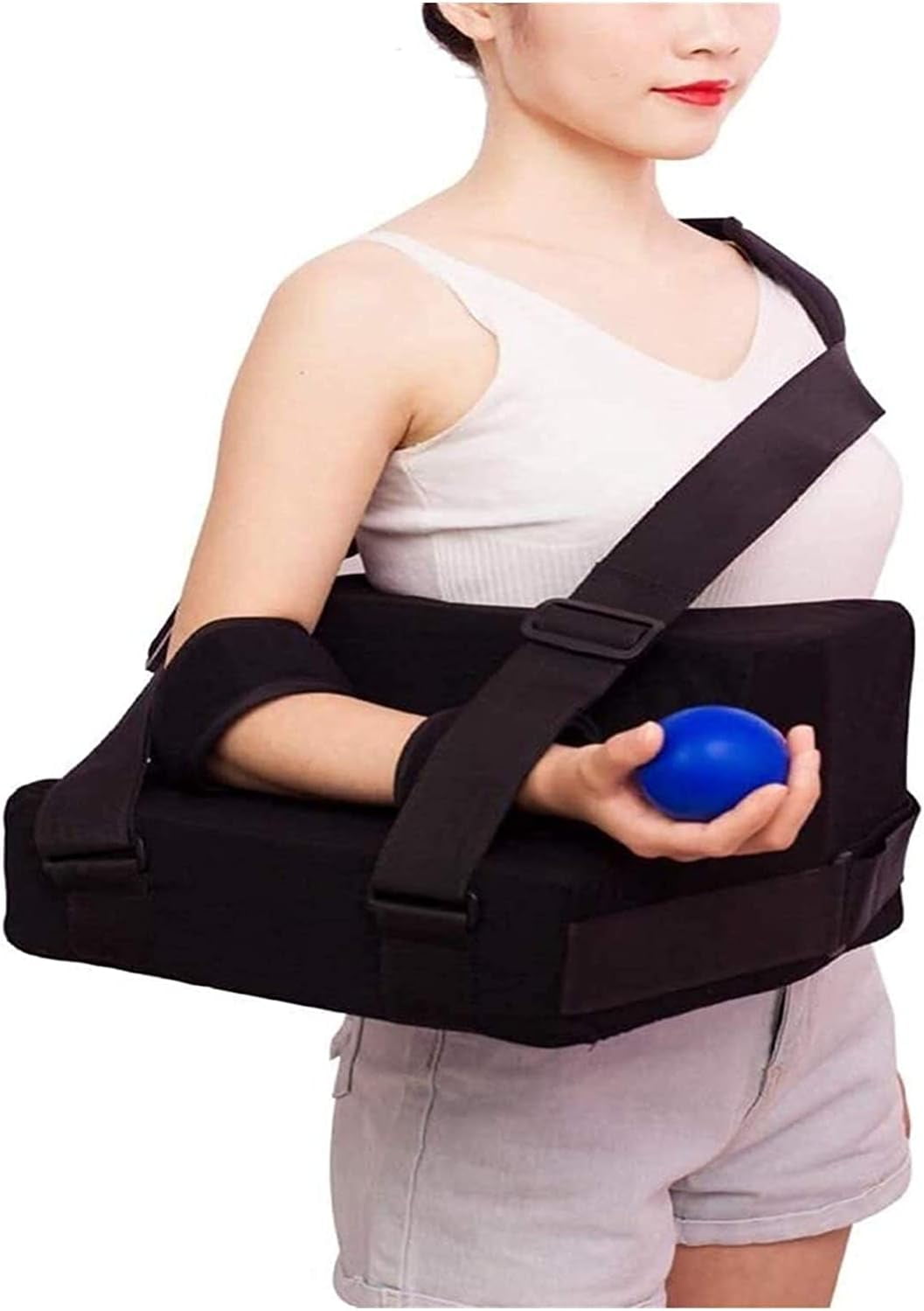Hemvt Shoulder Abduction Sling for Left Arm, Adjustable Arm Sling with Pillow, Shoulder Immobilizer for Rotator Cuff Surgery, Elbow Brace Post-Support Stabilizer
