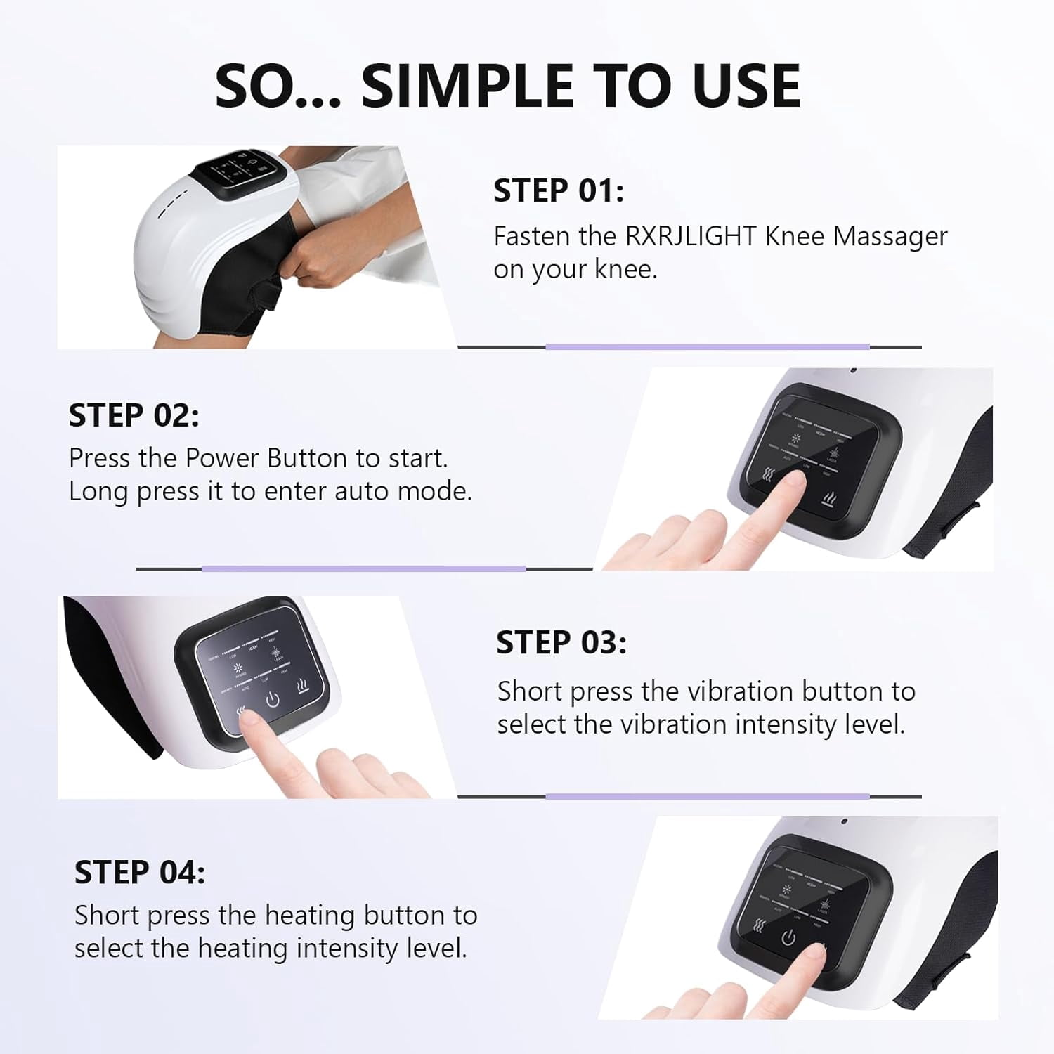 Cordless Knee Massager with Heat, Vibration & Red Light, 3-in-1 Rechargeable Knee Wrap for Soothing Comfort, Joint Relaxation at Home, Office, and Post-Workout Recovery Support