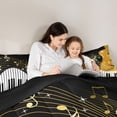 thumbnail image 4 of Manfei Music Instrument Piano 7 Pieces Bedding Comforter Set,Musical Notes Full Bedding Set,Gold White Black Fitted Sheet Flat Sheet For Kids,Luxury Bedroom Decor Reversible, 4 of 8