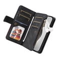 thumbnail image 3 of Dteck Zipper Wallet Case for iPhone 16 Pro,Magnetic Leather 9 Card Slots Wallet Case Shockproof Kickstand Full Body Protection Cover with Wrist Strap for iPhone 16 Pro,Black, 3 of 7