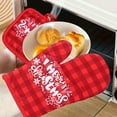 thumbnail image 3 of 2pcs Christmas Cotton Oven Mitts, Merry Christmas Heat Resistant Gloves, Non-Slip Kitchen Supplies, Polyester Insulation Mat for Baking, Microwave & Oven Use, Festive Holiday Decor, 3 of 7