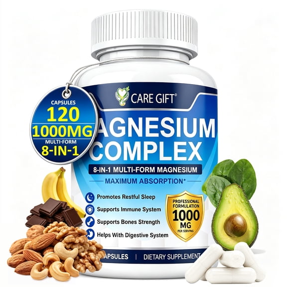 8-in-1 Magnesium Complex 1000mg, Muscle & Bone Support, 120 Capsules
