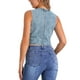 thumbnail image 3 of CHALCO CHIC Chaleco de Mezclilla para Mujeres Y2K Cuello en V Sin Mangas Botón Frontal Chaleco Corto S Gris Azul, 3 of 6