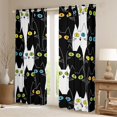 thumbnail image 2 of jejeloiu Abstract Cartoon Kitten Black Out Curtains,Colorful Cute Cat Curtains Pack of 2 (42x63 Each),White Black Bedroom Curtains For Girls,Super Cozy Room Decor, 2 of 6