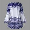 thumbnail image 3 of Frostluinai Savings Clearance 2023 Women Summer Tops Plus Size Tank Top Floral Print Casual Flare Lantern Long Sleeve Keyhole T-Shirt Blouse, 3 of 6