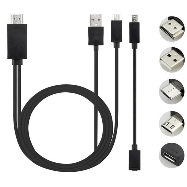 Maan oppervlakte genoeg Verfrissend Micro USB To HDMI-Compatible Converter Cable 6.5 Feet 1080P HDTV Adapter  for Samsung Galaxy S5 S4 S3 Note 3 (N5100 N9000 N9006) Note 8.0 Note 2 HTC  LG Sony Android Phone - Walmart.com