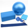 thumbnail image 1 of Yoga Set con Bloques de Yoga y Pelota Pilates y Dos Especies de Ligas de Resistencia para Ejercicio, y Correa para Apoyar, Resistente al Olor y Antideslizante para Yoga, Pilates y Meditación, Azul, 1 of 3