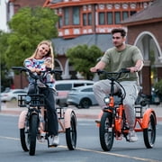 MOONCOOL TK1 Folding Electric Tricycle for Adults,48V 14.5Ah Removable battery, 1000W Motor, 20 Fat Tire Step-Thru 3 Wheel Electric Bicycle W/ Front & Rear Storage Bag Kit