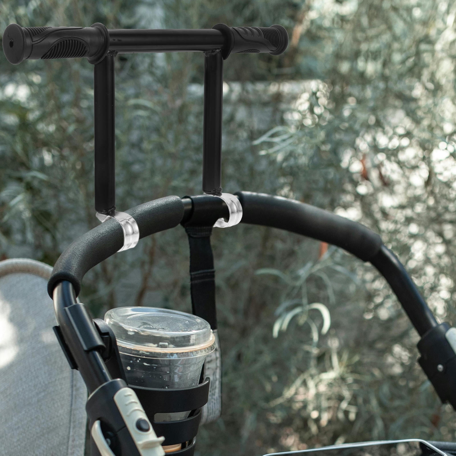WHAMVOX Stroller Handle Extender 1Set Black Cylindrical Stainless Steel Comfortable Pushing Parents Outings