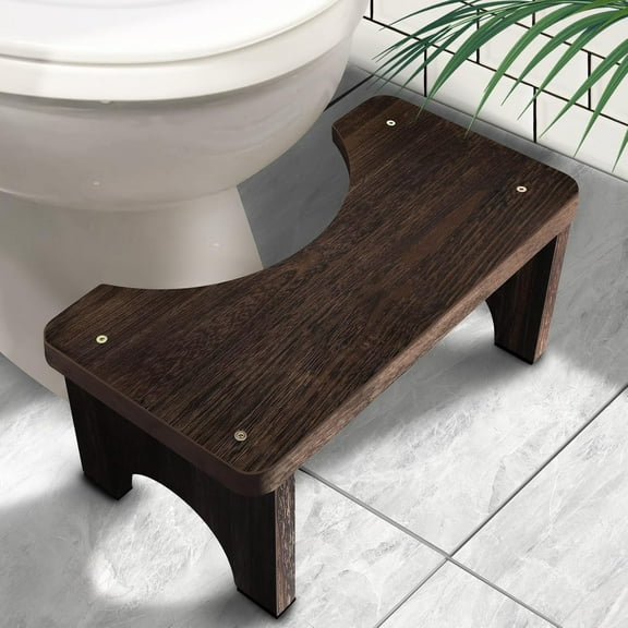 7 Inch Wood Toilet Stool for Adults, Squatting Poop Stool for Bathroom, Portable Potty Stool with Non-Slip Surface, Natural Wooden Foot Rest