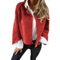 thumbnail image 2 of Women's Winter Jacket - Round Neck Thick Fleece, Open Stitch Short Type Cardigan, Warm Windproof Coat, 2 of 8