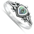 thumbnail image 4 of CHOOSE YOUR COLOR Heart Love Vintage Abalone Ring .925 Sterling Silver Band Jewelry Female Size 4, 4 of 4