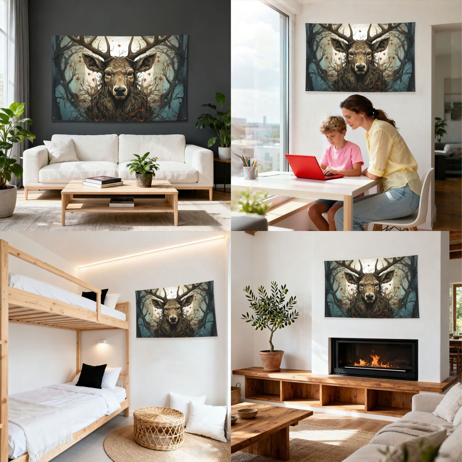 Deer Antler Whitetail Four Hole Decorated Banner Flag for Garden Yard Home Decoration Indoor Outdoor 4x6 Ft