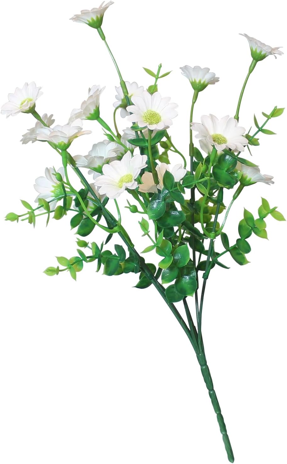 8 Bundles White Silk Artificial Sunflower Plants Faux Greenery for Wedding Home Garden Window Box Outdoor Planters Decor (White Fake mums)
