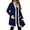 Royal Blue, variant on Women's Knitted Cardigan Jacket with Single Breasted Front and Patch Pockets, Mid Length Contrast Color, Casual Long Sleeve,Black 2XL
