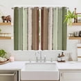 thumbnail image 2 of Sage Green Kitchen Curtains 72 Inch Length, Farmhouse Wood Grain Vintage Brown Striped Grommet Top Bedroom Living Room Curtains, Light Filtering Cafe Curtain Drapes 2 Panels Set 104''x72'', 2 of 9