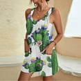 thumbnail image 1 of Gspmoly Short, Short Short pour Femme, Short d'Été Confortable et Décontracté pour Femme à Bretelles, Short Imprimé avec Poches, Combinaison de Randonnée pour Femme, Cadeaux de Vacances Violet P, 1 of 5