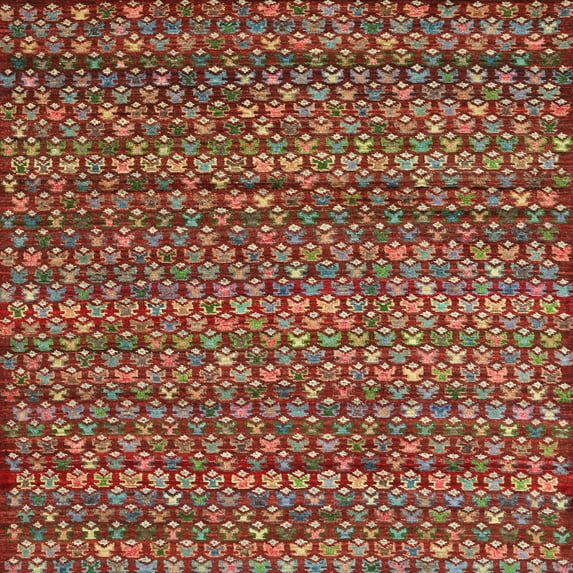 Ahgly Company Machine Washable Indoor Square Contemporary Dark Almond Brown Area Rugs, 5' Square