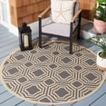 thumbnail image 2 of Safavieh Courtyard Brooklyn Geometric Indoor/Outdoor Area Rug, Anthracite/Beige, 5'3" x 5'3" Round, 2 of 8