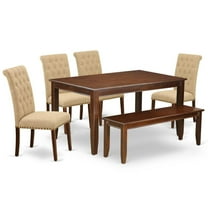 East West Furniture Dining Room Set Mahogany, DUBR6-MAH-04