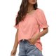 thumbnail image 3 of Blusa de manga corta de color puro, holgada, suave y agradable para la piel, para oficina y exteriores, camiseta de manga abullonada para mujer XXL rosa, 3 of 6