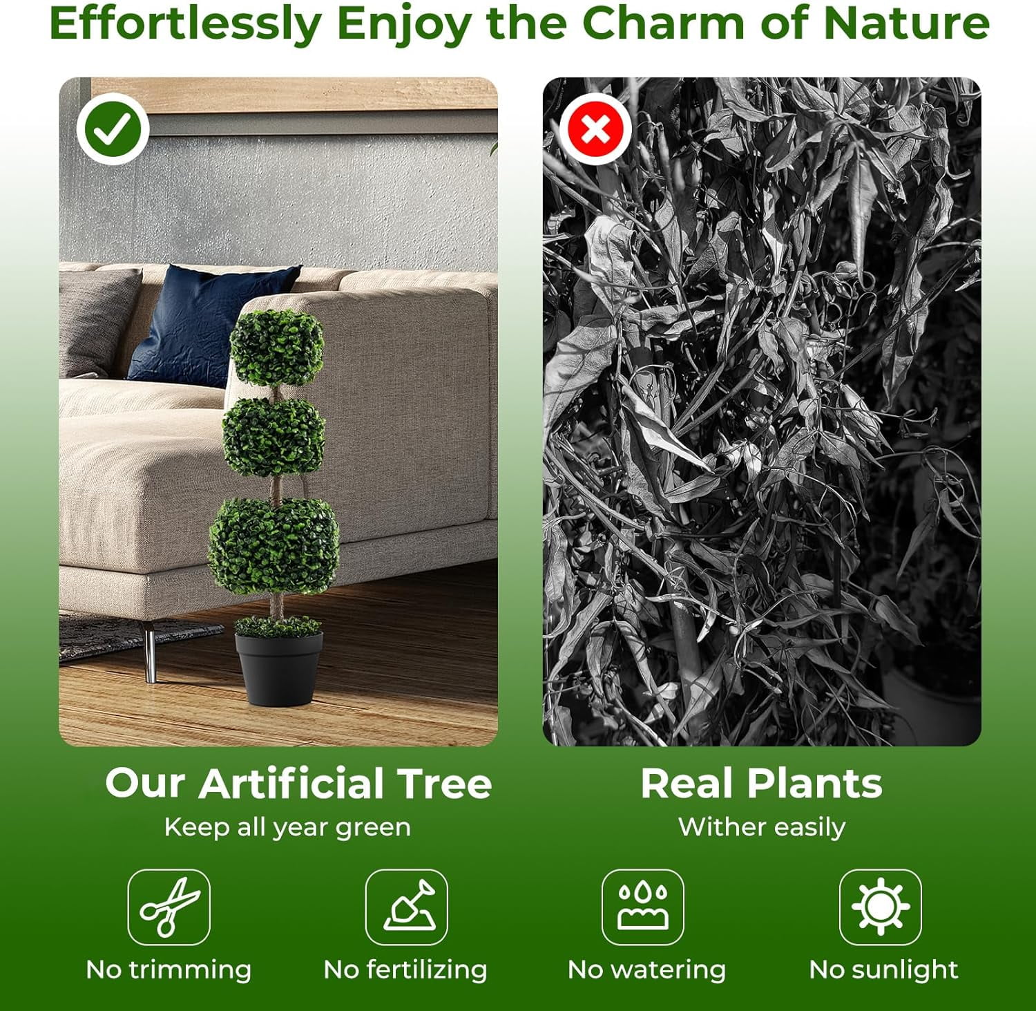 35 Inch Set of 2 Topiary Ball Tree Faux Boxwood Decoration Plant Fake Trees for Outdoor and Indoor