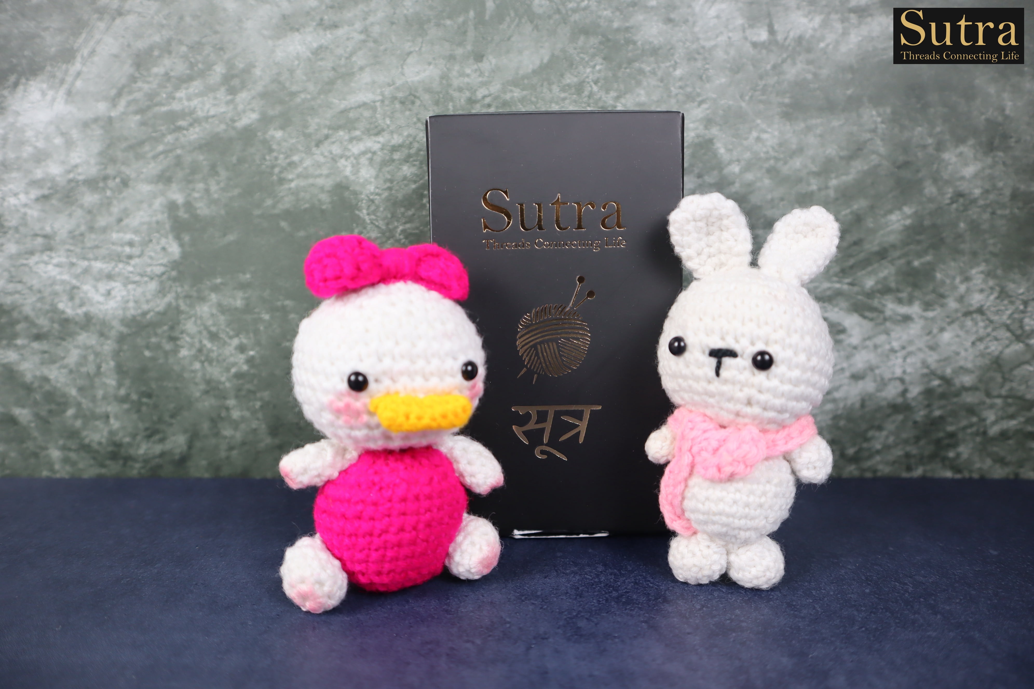 Sutra Crochet Family Toy Set | Stuffed Animal Cute Family Toys| One Bunny Rabbit & Three Daisy Duck Toy Set for Kids and Gift Purpose | Soft Toys for Baby Girl