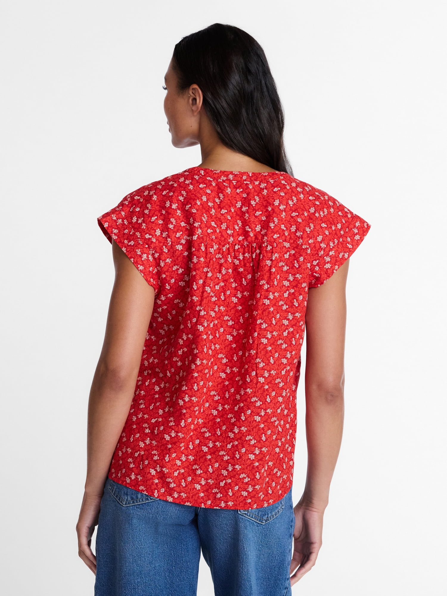 Time and Tru Women's Linen Pintuck Top, Sizes XS-XXXL