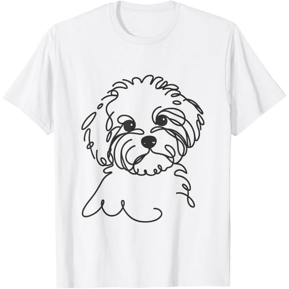 Sam Soft Line Art Dad Mom Dog - Maltipoo T-Shirt
