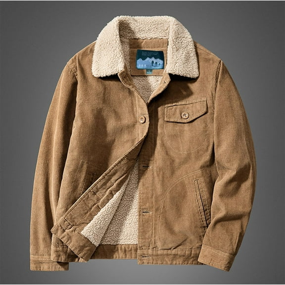 XMMSWDLA 2022 Clearance Men Tops Winter Thickened Corduroy Jacket Lamb Loose Jacket