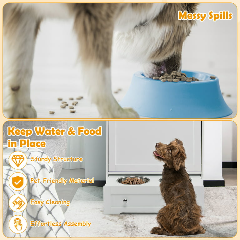 PawHut 17 Dog Feeding Station with 2 Food Bowls, White - Bed Bath & Beyond  - 31265073
