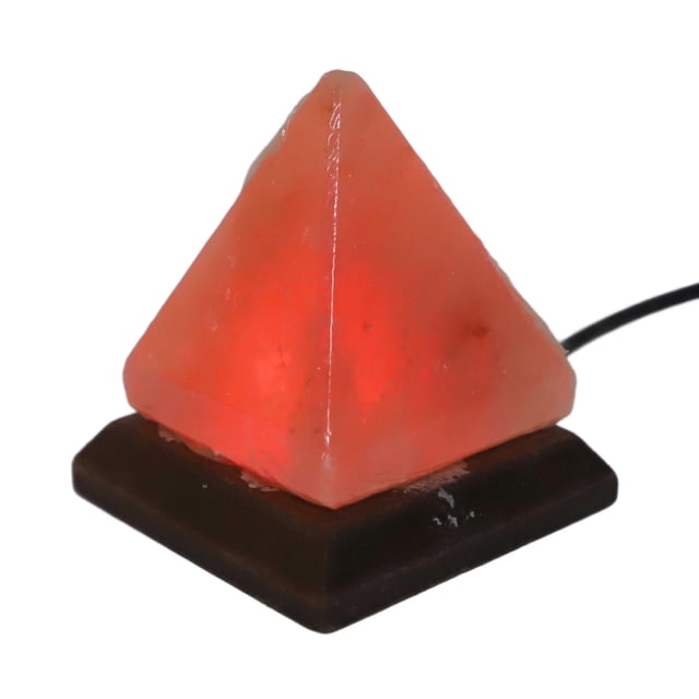 Lámpara De Sal Del Himalaya, Exquisita Lámpara De Sal De Cristal Piramidal USB Tallada A Mano Para Decoración Del Hogar