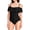 Black, variant on Csndyce Women's Ruffled One Piece Swimsuits off Shoulder Tummy Control Halter Bathing Suit Female