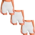 thumbnail image 1 of Paquete de 3 Short Licra Mujer, Cintura Alta, Blanco-Blanco, Unitalla, Pantalones Cortos, Deportivo, Boxer, Entrenamiento, Biker, 1 of 8
