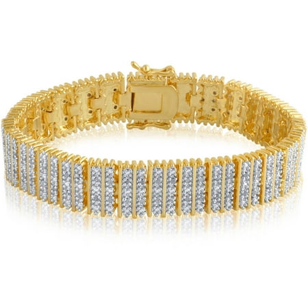 1.00 Carat T.W. Diamond 14kt Gold-Tone Coloumn Link Bracelet, 7.50