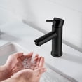 thumbnail image 4 of Grifo de baño negro con una sola manija, 1 orificio, cuerpo alto, grifo para lavabo de baño, grifo de tocador de baño, 4 of 5