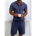 thumbnail image 6 of Men 2 Piece Outfits Casual Top and Pants Sets Dark Blue S, 6 of 9