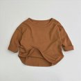 thumbnail image 2 of KPOPLK Baby Boys Long Sleeve T Shirts Kids Basic Shirts Crew Neck Solid Color Tops Casual Tees 1T 2T 3T 4T(2-3 Years,Brown), 2 of 4