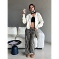 thumbnail image 5 of Women'S Crew Neck Cropped Cardigan Sweater Long Sleeve Front Button Shawl Sweater Jacket White S, 5 of 8