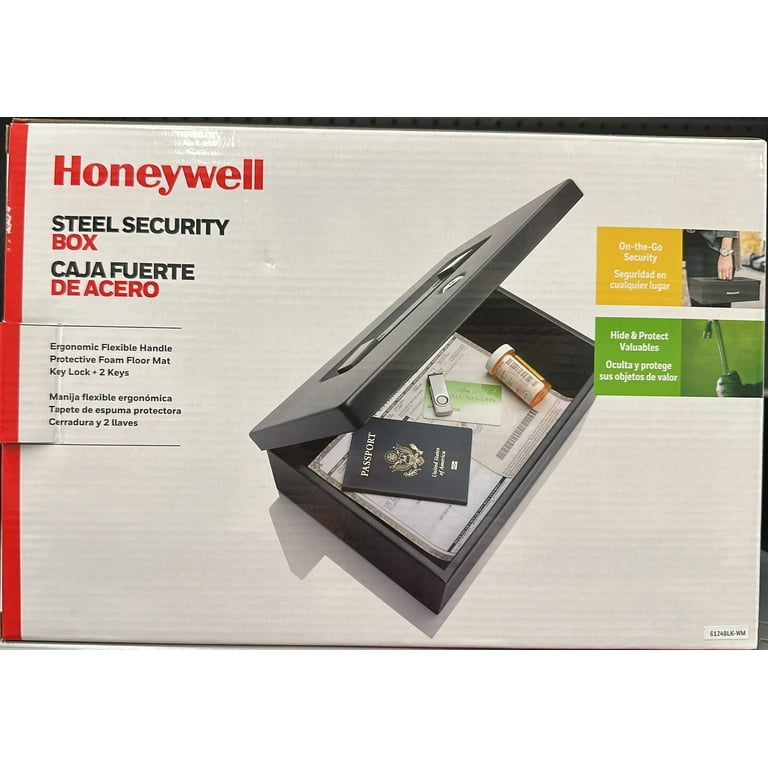Honeywell 金庫 鍵付き Honeywell Steel Security Box Safe with Key Lock Black, 0.19 cu ft