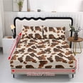 thumbnail image 2 of Xixirimido Brown Cow Spot Print Sheet Set Comfy Easy Care 3 Pieces Bedding Set 1 Fitted Sheet & 2 Pillowcases, All Around Elastic Bed Sheet for Women Men, Queen Size, 2 of 5