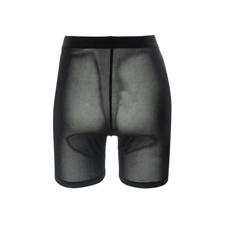 US Women's Semi See Through Stretch Glossy Boxer Shorts Biker Shorts  Shapewear