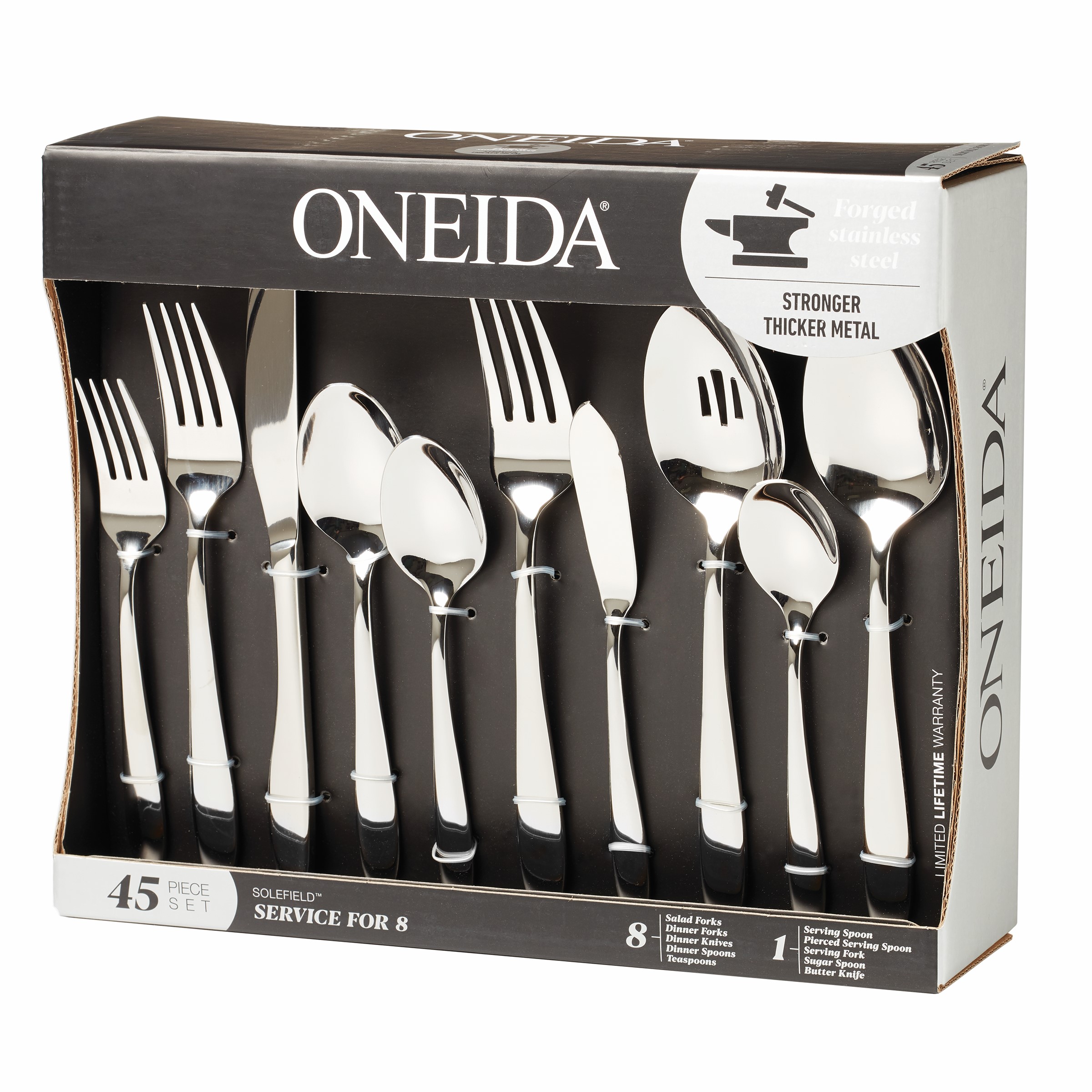 Oneida Solefield 45-Piece Flatware Set, Mirror Stainless photo 3