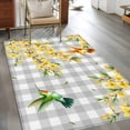thumbnail image 3 of Spring Forsythia Flowers 3'x5' Washable Rug, Yellow Floral Hummingbird Gray Plaid Non-Slip Area Rugs for Entryway Kitchen Classroom, StainResistant Dorm Throw Carpet, Low Pile Soft Indoor Floor Mat, 3 of 9